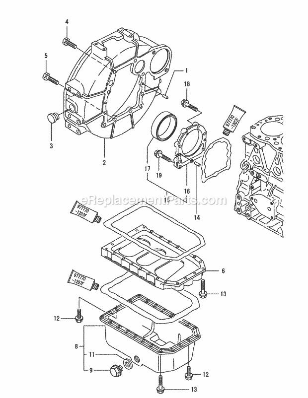 Yanmar 3tnv82a-Bdcb Flywheel Housing & Oil Su Diagram and Parts List for S6032-D 53AY8DU6050 Cub Cadet Sprayer